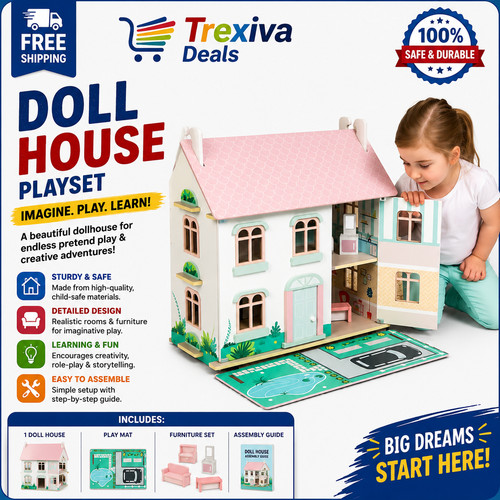Sofie wooden doll house - wooden,